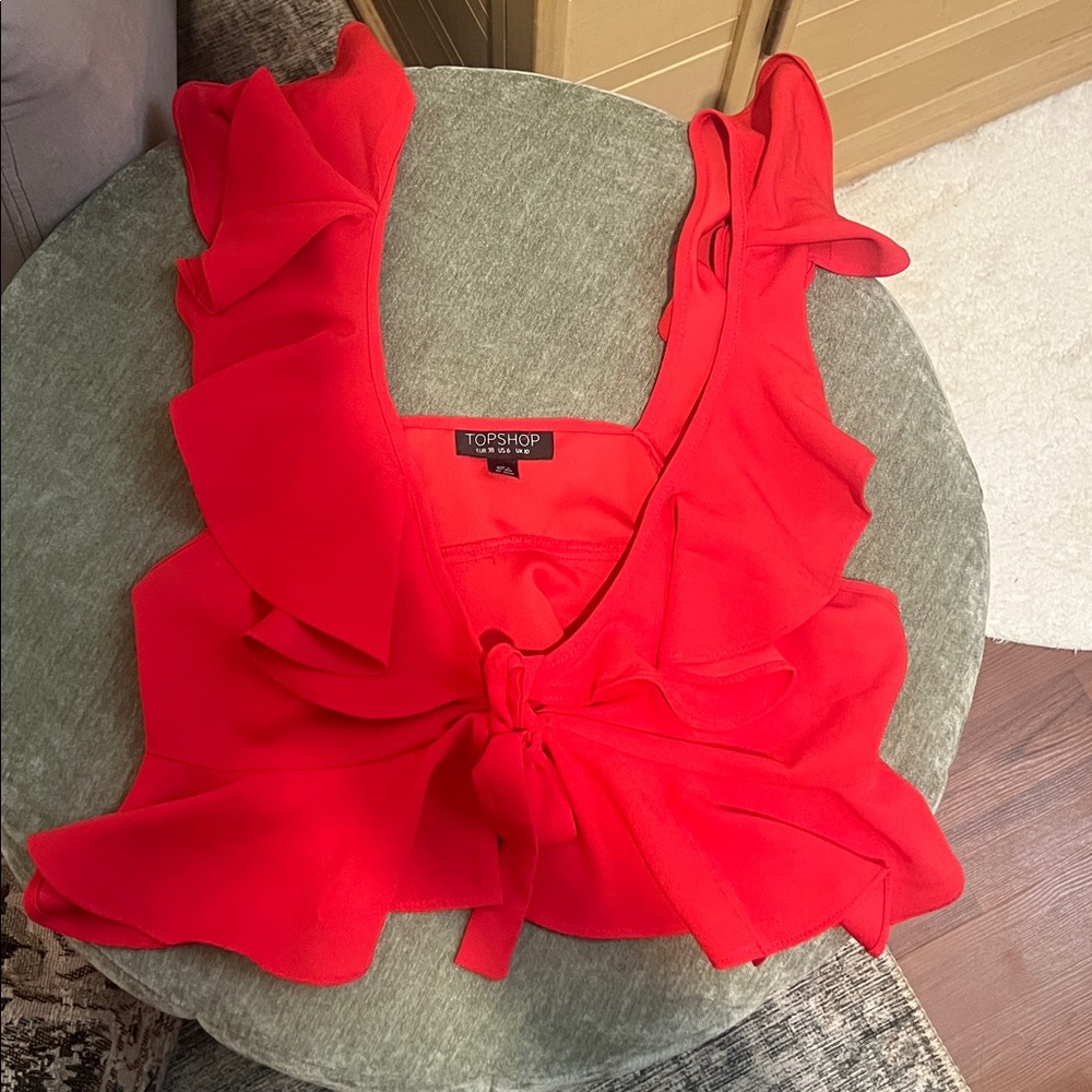 Topshop Scarlet Ruffle Tie Crop Top